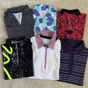 Bundle of 6 Mixed Women's Golf/Active Polo Tops Assorted Colors Size Small